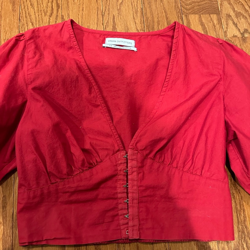 urban outfitters corset/ long sleeeve cuff blouse